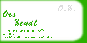 ors wendl business card